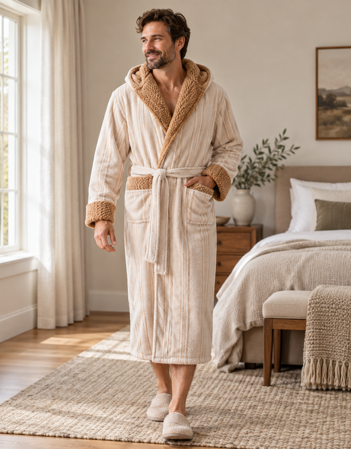 Long Hooded Flannel Robe for Men and Women, Matching Pair
