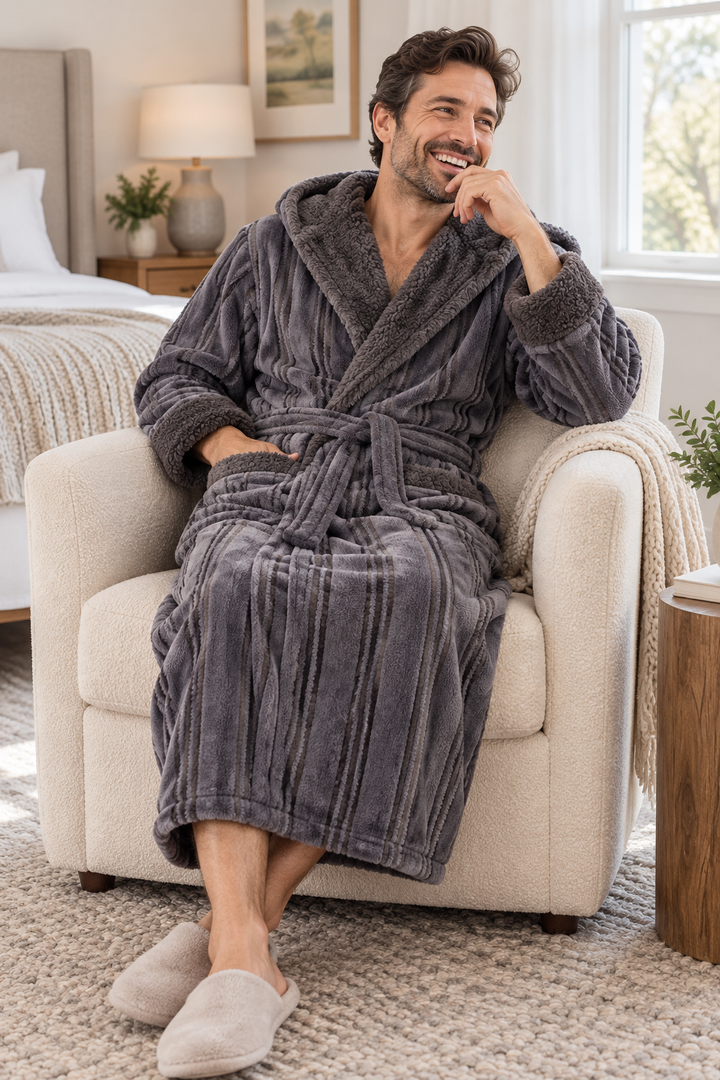 Long Hooded Flannel Robe for Men and Women, Matching Pair