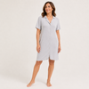 Ribbed Knit Nightshirt in Gray, Short Sleeve Sleep Shirt