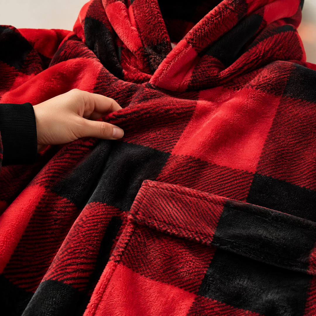 Oversized Hooded Blanket for Women, Sherpa Lined Wearable Blanket Hoodie with Pocket, Printed Fleece