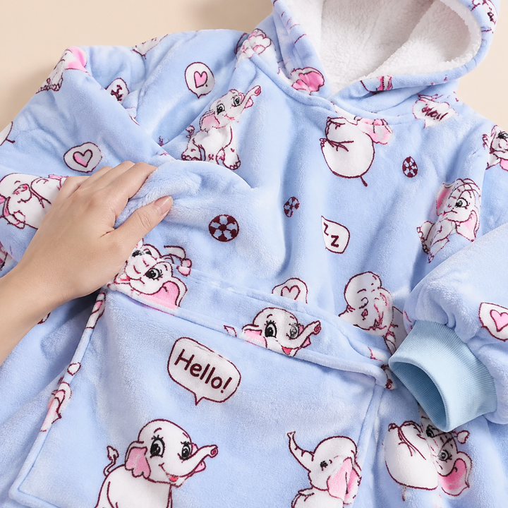 Oversized Hooded Blanket for Women, Sherpa Lined Wearable Blanket Hoodie with Pocket, Printed Fleece