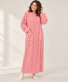 Plush Cable Knit Fleece Robe for Women, Long Wrap Style