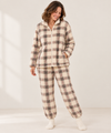 Women's Fleece Pajama Set - Plaid Sherpa Top and Pants