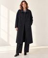 Women's Long Wool-Blend Coat | Double-Breasted Peter Pan Coat
