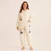 Women's Plush Velvet Fleece Button-Up Pajama Set
