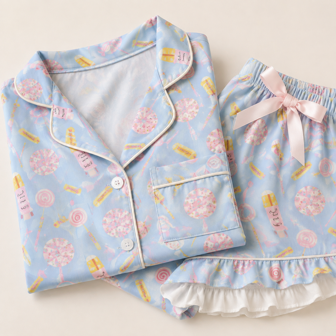 Christmas Pajama Shorts Set for Women, Short Sleeve