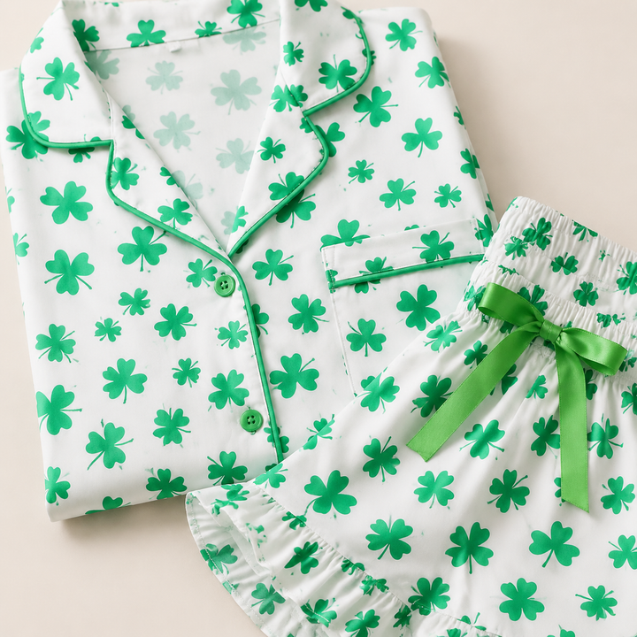 Christmas Pajama Shorts Set for Women, Short Sleeve