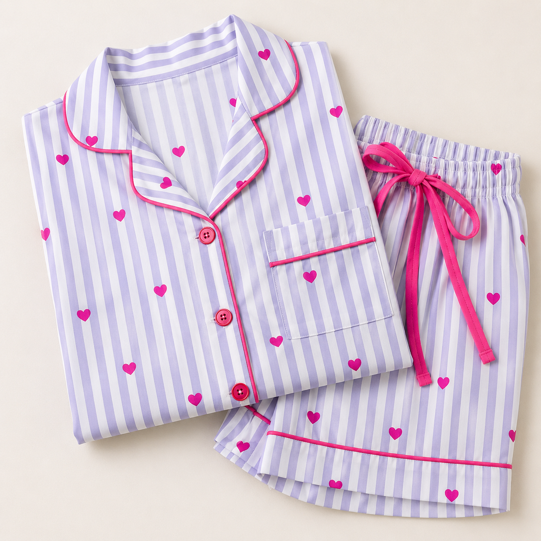 Christmas Pajama Shorts Set for Women, Short Sleeve
