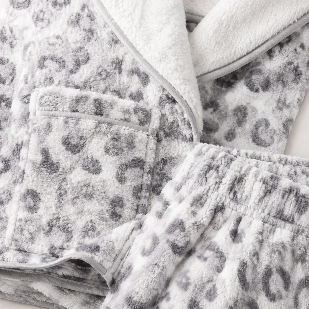 Printed Satin Pajama Set for Women, V-Neck Long Sleeve