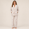 Printed Satin Pajama Set for Women, V-Neck Long Sleeve