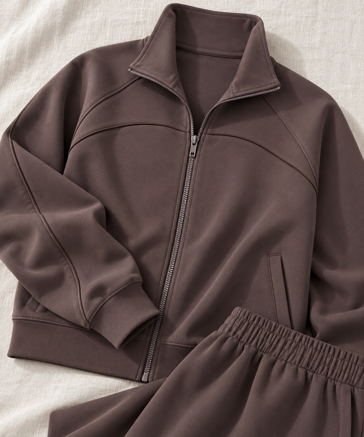 Modal Lounge Set for Women, Zip Jacket and Wide-Leg Pants
