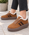Women's Fur-Lined Sneakers | Platform Comfort, Plush Lining