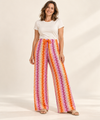 Crochet Knit Wide-Leg Pants for Women, Striped Pants