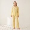 Women's Muslin Pajama Set - Solid Color Top and Pants