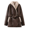 Women's Brown Faux Shearling Coat | Leather-Look Aviator Coat
