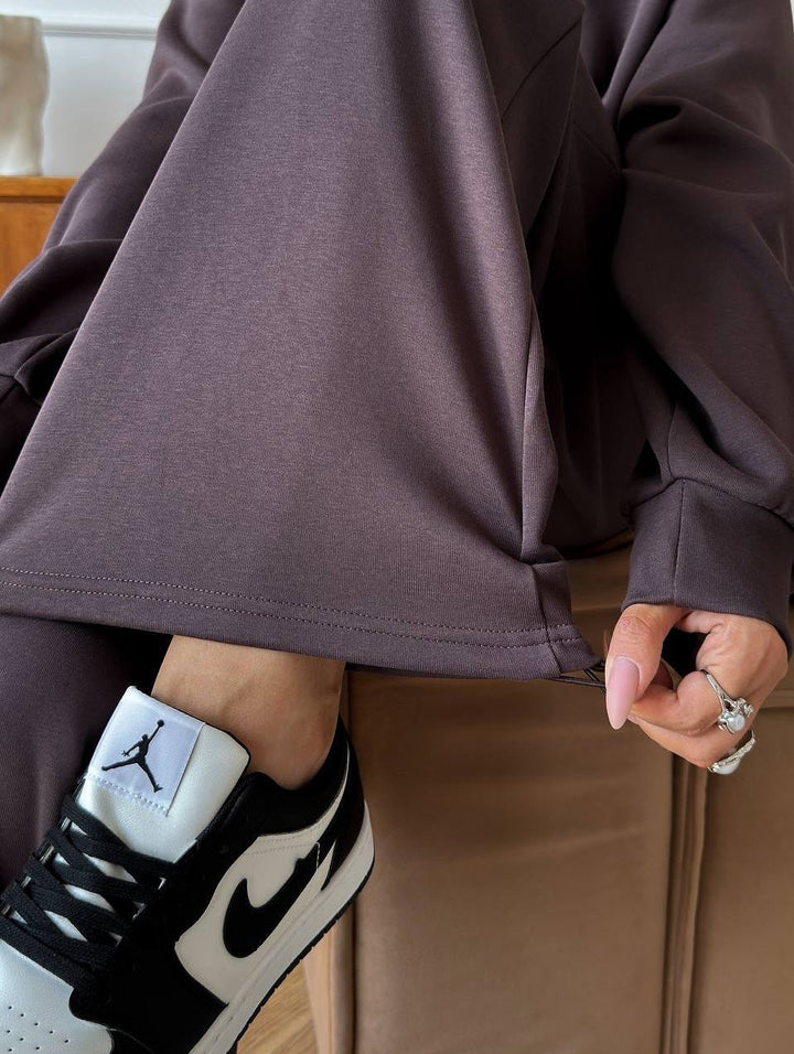 Half Zip Lounge Set for Women, Sweatshirt and Wide Leg Pants