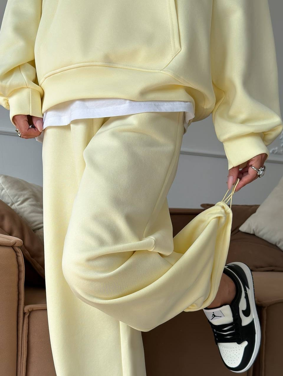 Half Zip Lounge Set for Women, Sweatshirt and Wide Leg Pants