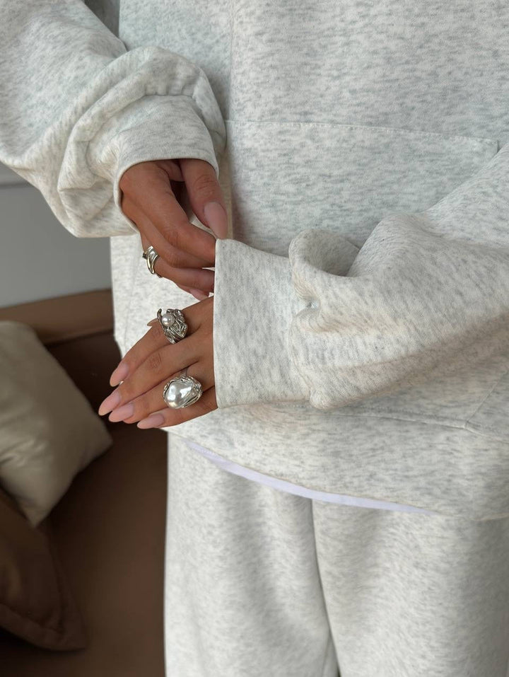 Half Zip Lounge Set for Women, Sweatshirt and Wide Leg Pants