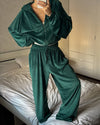 Velour Lounge Set for Women, Zip Jacket and Wide Leg Pants