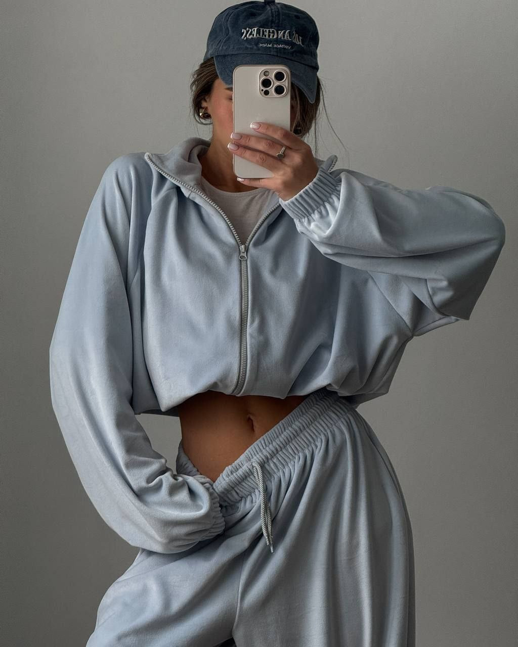 Velour Lounge Set for Women, Zip Jacket and Wide Leg Pants