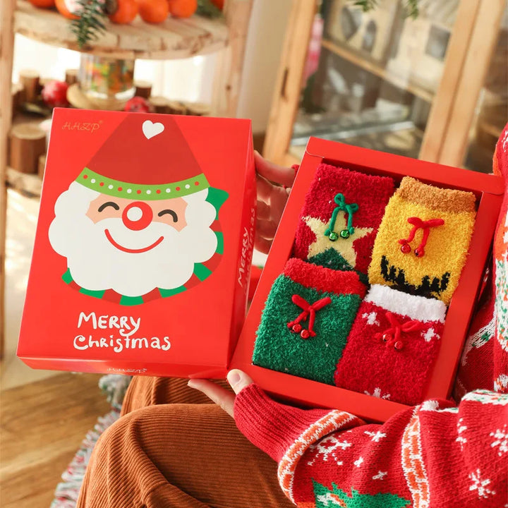 Red Christmas sock gift box with separate pockets