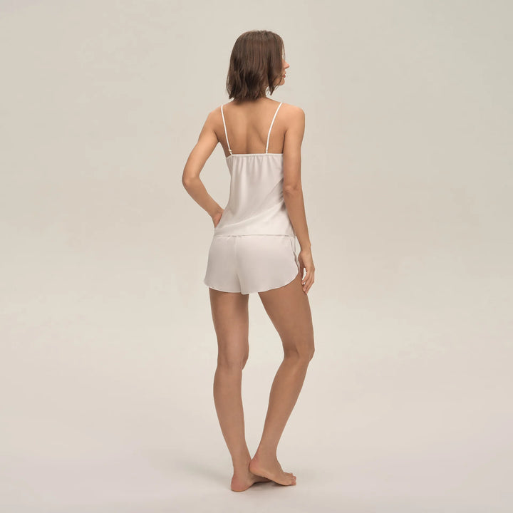 Backless Satin Pajama Set - Cami and Shorts