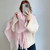 Women's Chunky Knit Scarf with Fringe | Soft Warm Winter Scarf