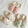 Women's Fluffy Checked Slippers, Plush Slip-On House Shoes