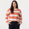 Women's Orange Striped Sweater | Crew Neck Knit Pullover