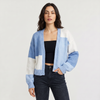 Women's Cropped Cardigan | Color-Block Open-Front Knit