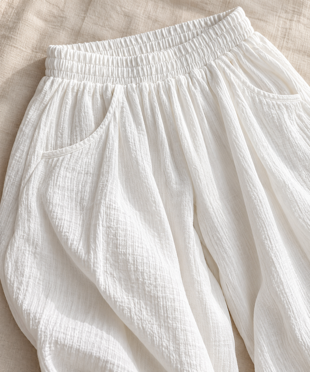100% Cotton Balloon Leg Pants for Women with Pockets