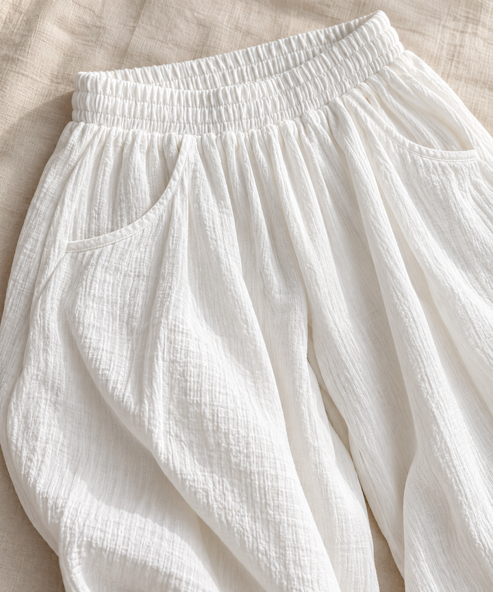 100% Cotton Balloon Leg Pants for Women with Pockets