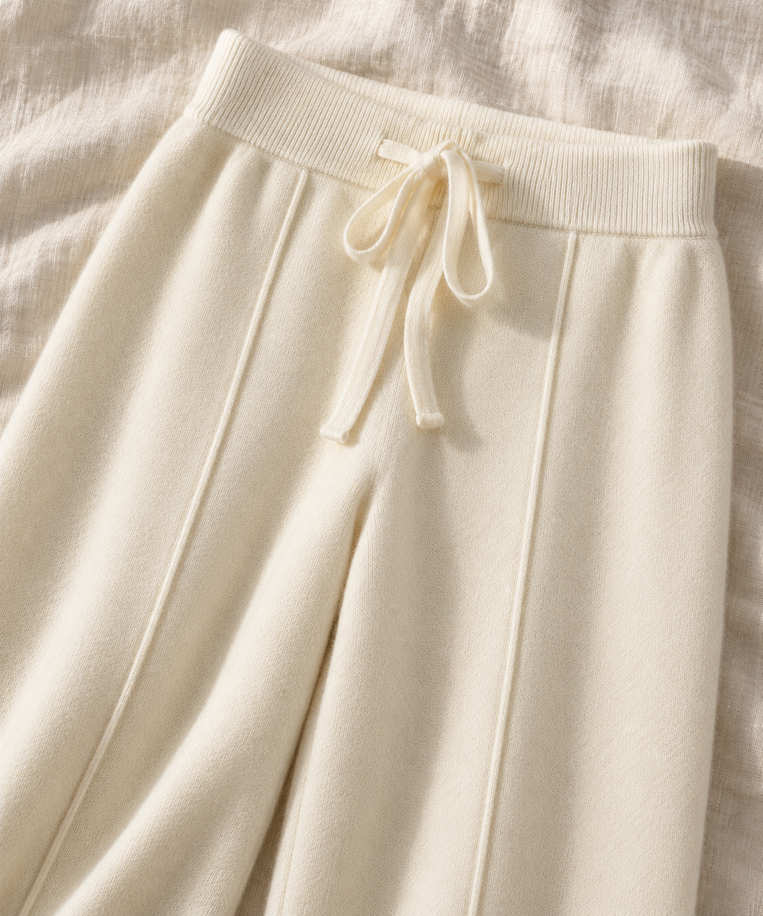 Knit Wide-Leg Pants for Women, High Waist Lounge Trousers
