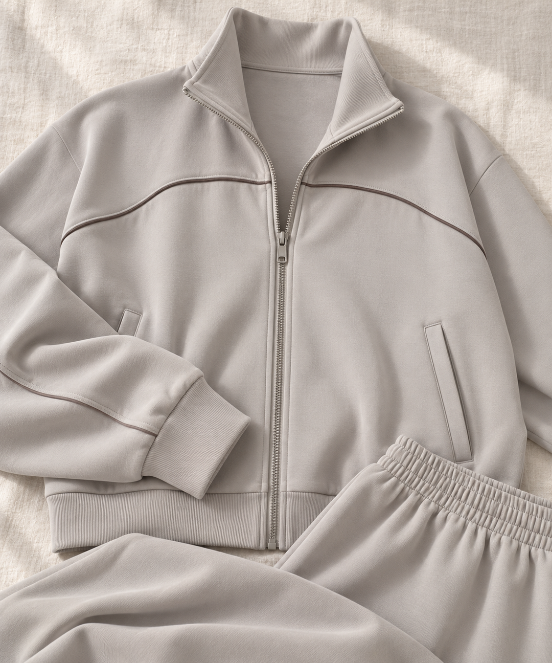 Modal Lounge Set for Women, Zip Jacket and Wide-Leg Pants