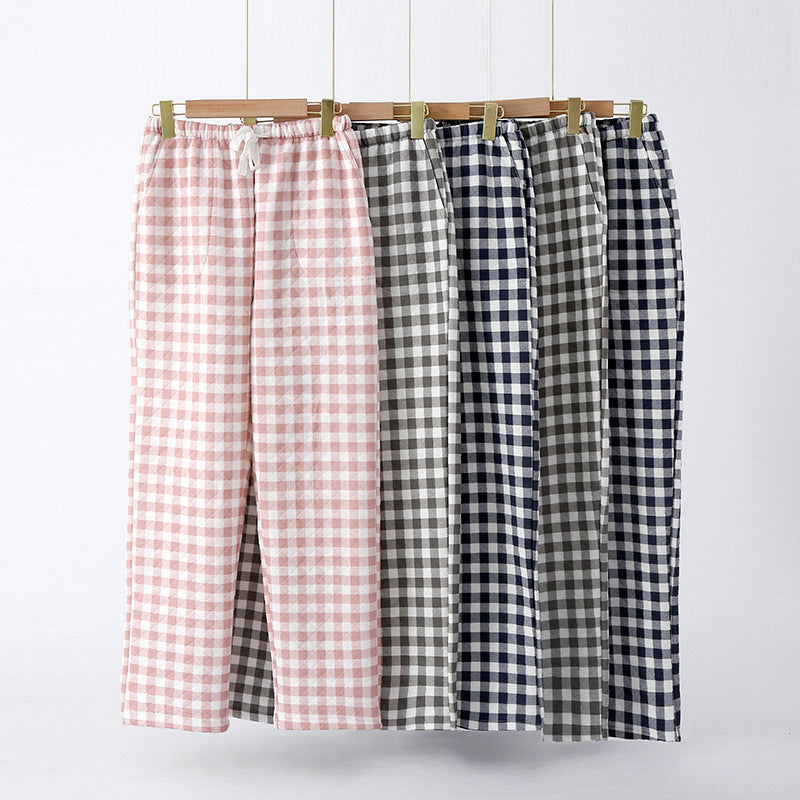 Matching couples gingham check pajama pants