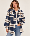 Women's Check Shacket | Wool Blend Button-Front Overshirt