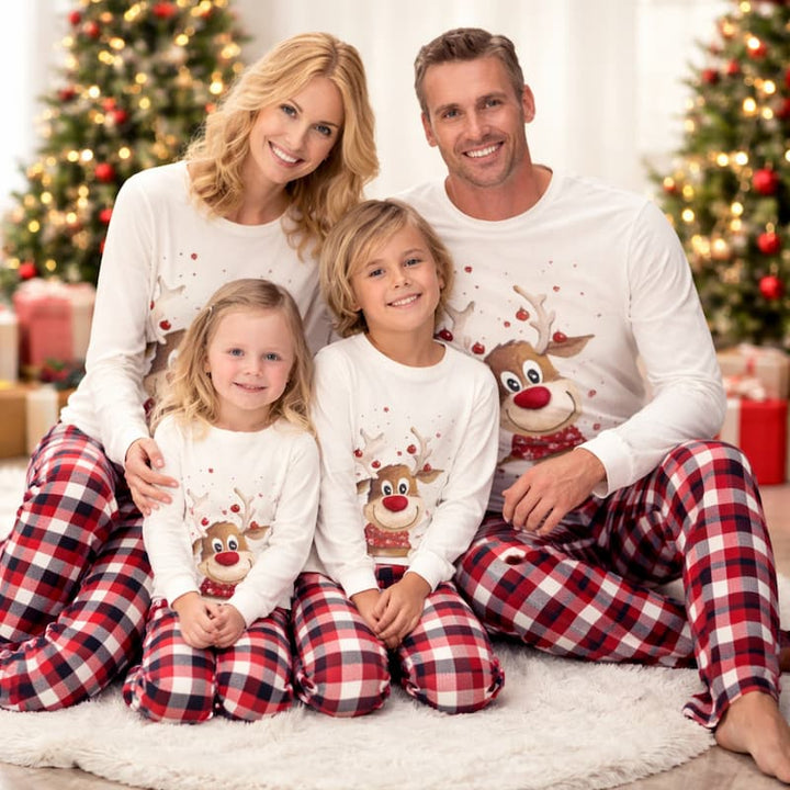 Matching Family Christmas Pajamas - Reindeer &amp; Red Plaid