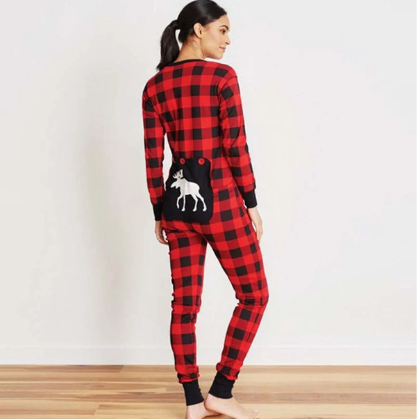 Matching Family Christmas Onesies - Buffalo Plaid Moose