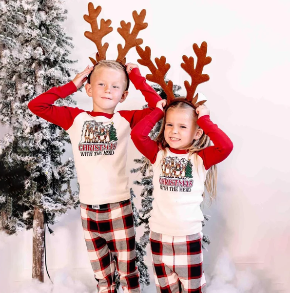 Matching Family Christmas Pajamas - Reindeer Herd &amp; Plaid