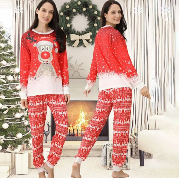 Matching Family Christmas Pajamas - Moose &amp; Snowflake, Navy