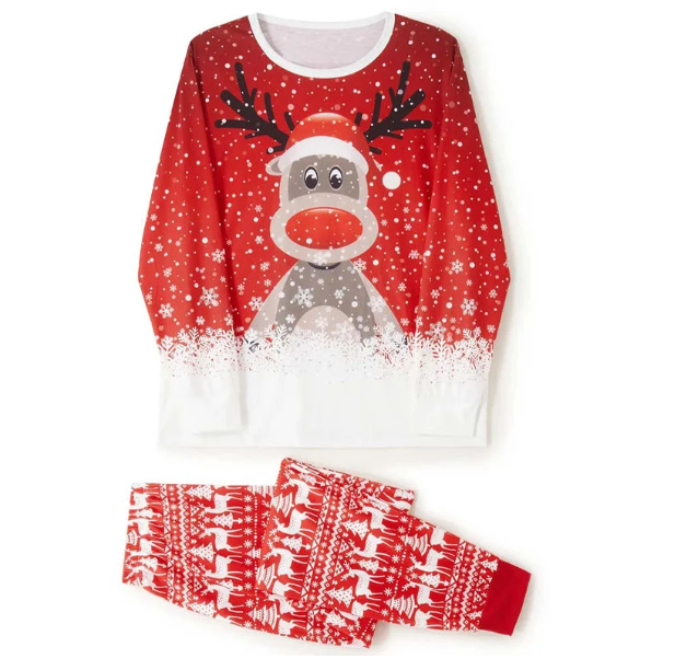 Matching Family Christmas Pajamas - Moose &amp; Snowflake, Navy