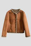 Women's Shearling-Trim Jacket | Cropped Sherpa Aviator Jacket