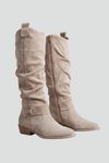 Women's Slouchy Knee-High Boots | Suede-Effect Side-Zip, Buckle