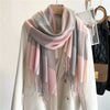 Women's Checked Blanket Scarf | Oversized Tassel Winter Wrap