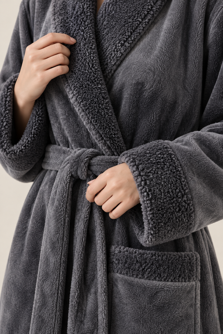 Long Plush Fleece Robe for Women, Cozy and Warm with Pockets
