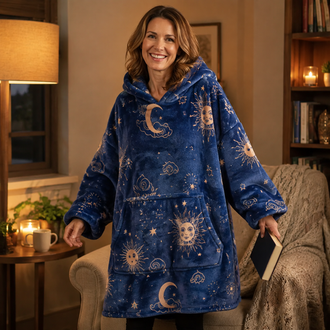 Cozy hooded blanket for women in a soft pastel