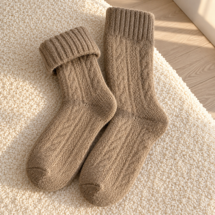 Fuzzy Socks for Women, Thick Terry Knit Winter Crew Socks