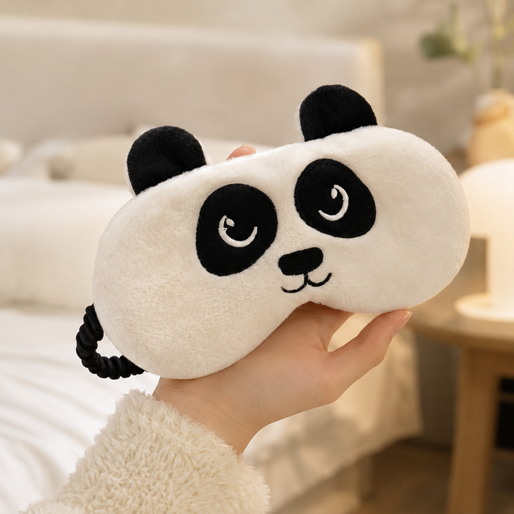 Cute animal sleep eye mask in soft plush - side profile