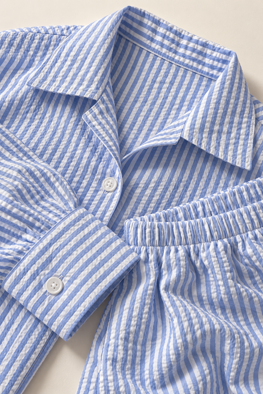 Cotton Blend Striped Pajama Set, 3-Piece with Oversized Shirt