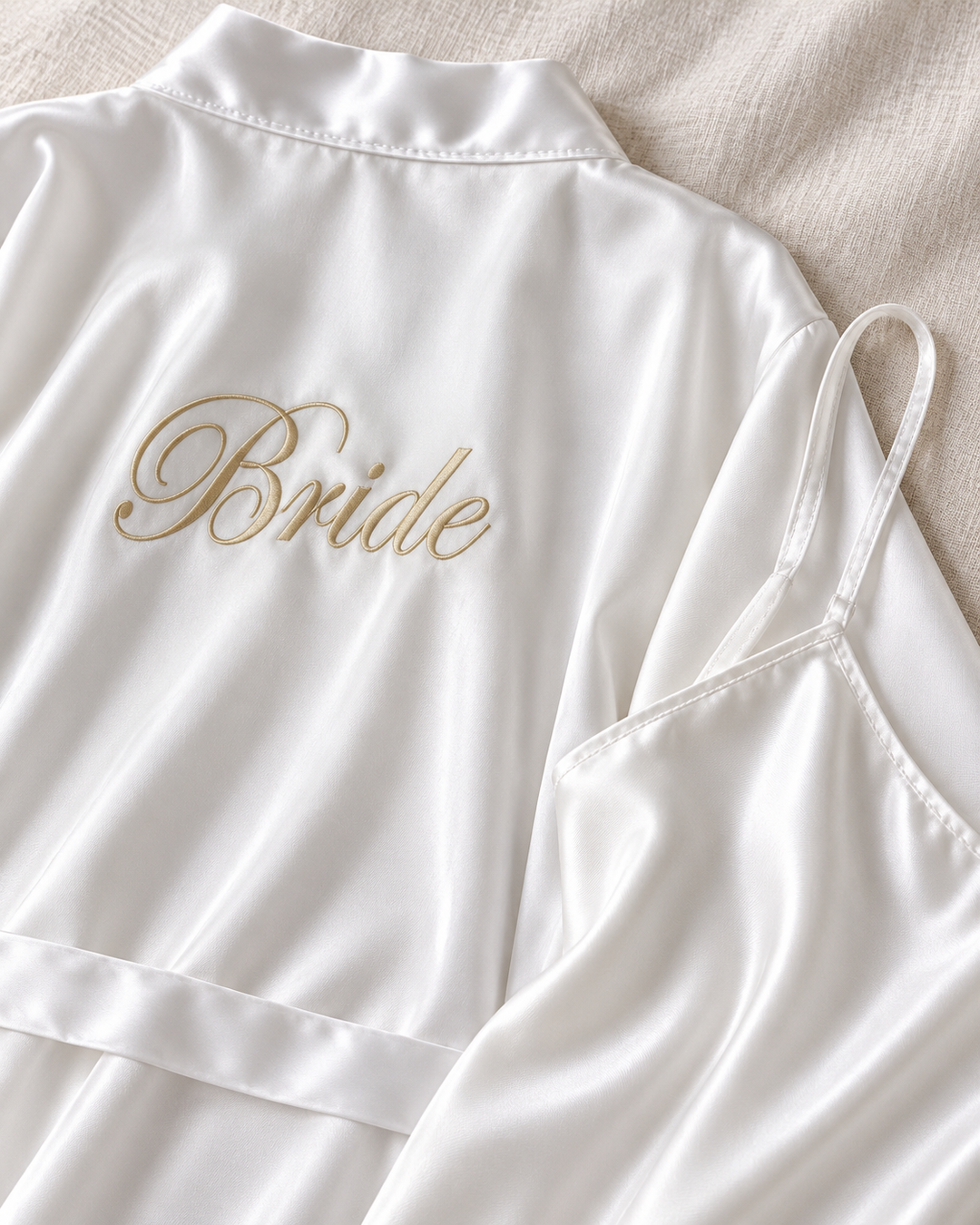 Bridal Robe &amp; Chemise Set, Embroidered Bride or Bridesmaid
